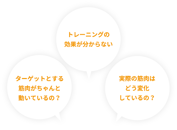 ターゲットとする筋肉がちゃんと動いているの？トレーニングの 効果が分からない。実際の筋肉はどう変化しているの？